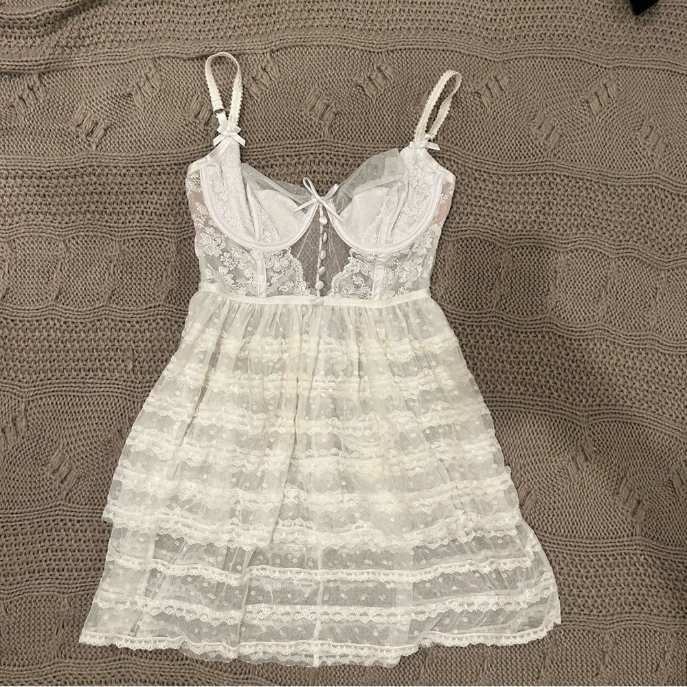 For Love And Lemons Ivory Lace Mini Dress - Picture 2 of 7